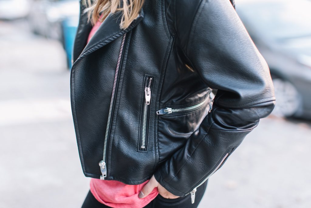top 10 leather jackets for the holidays, Ashley Zeal of Two Peas in a Prada