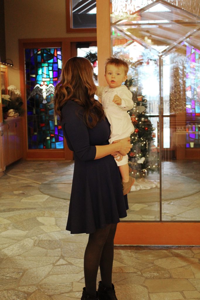 Emily Farren Wieczorek of Two Peas in a Prada and family at her son's baptism