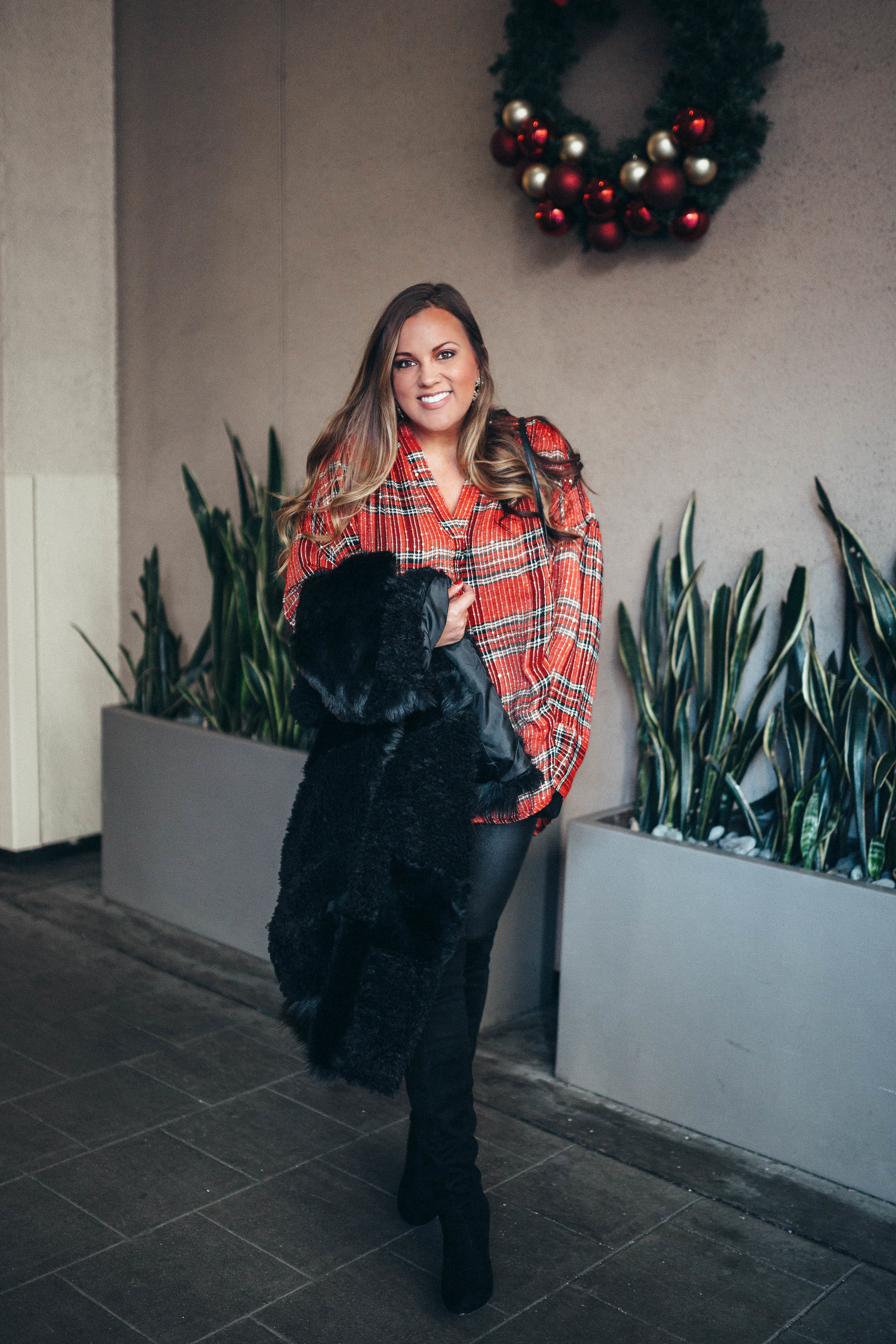 Ashley Zeal from Two Peas in a Prada shares her holiday style. She is wearing the Free People Love Bell Sleeve shirt. Also feat a video by Alvin Holden. 