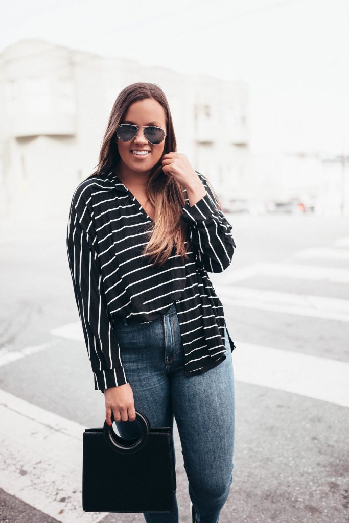 Ashley Zeal from Two Peas in a Prada wears the Free People Can't Fool Me Stripe top and shares why it's perfect for spring!