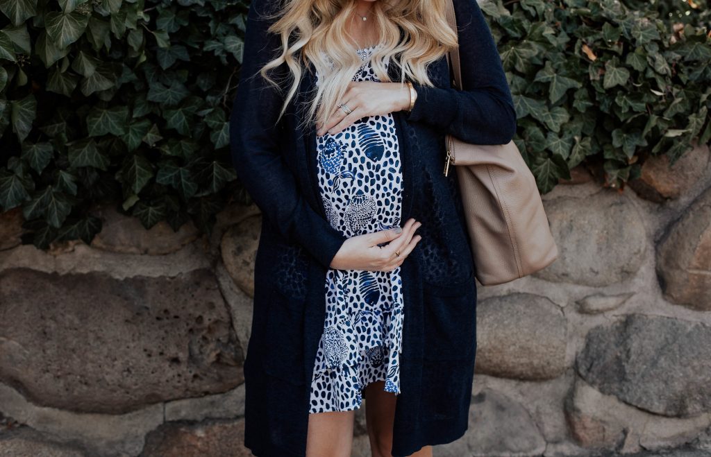 Emily Farren Wieczorek of Two Peas in a Prada wears her favorite Lilly Pulitzer tank dress - it is non maternity, but even at 36 weeks, it's perfect. 