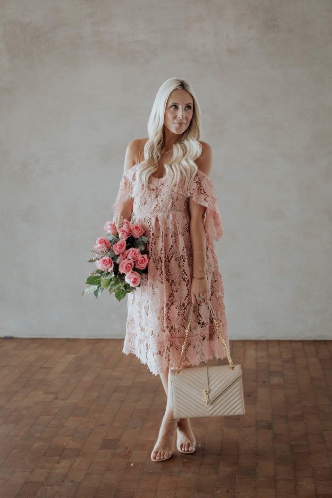 Emily Farren Wieczorek talks about her favorite pink lace dress from motherhood maternity at Macy's. It is perfect for spring and summer!