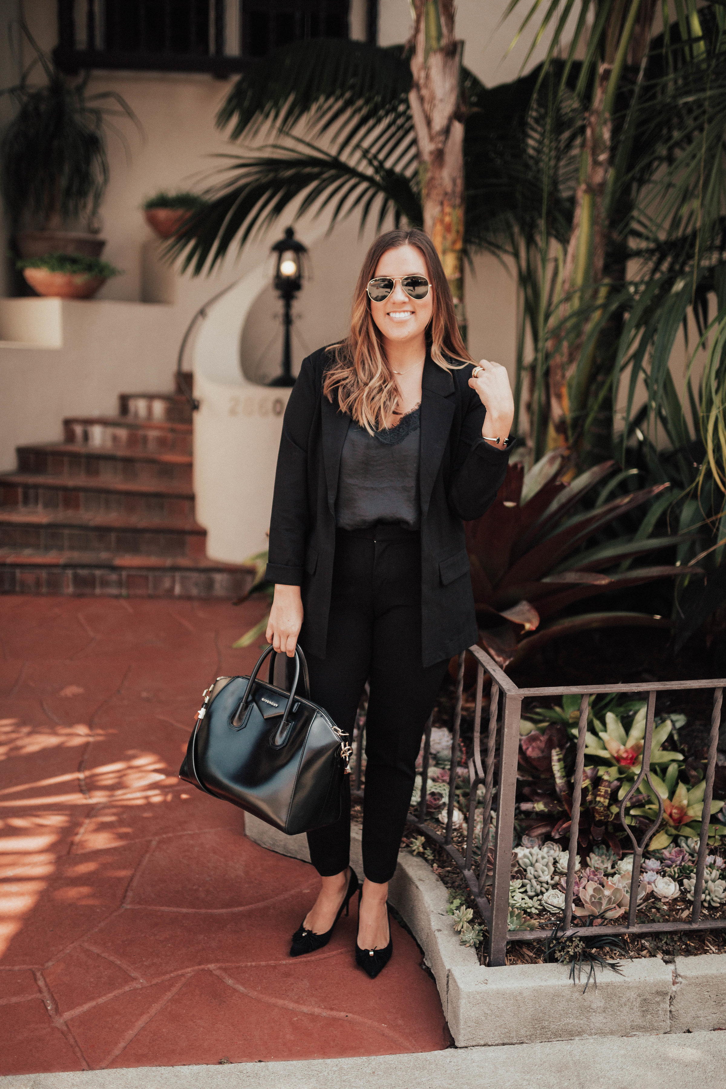 Ashley Zeal from Two Peas in a Prada shares a versatile workwear look. She is wearing separates by Liverpool, available online and in stores at Bloomingdales.