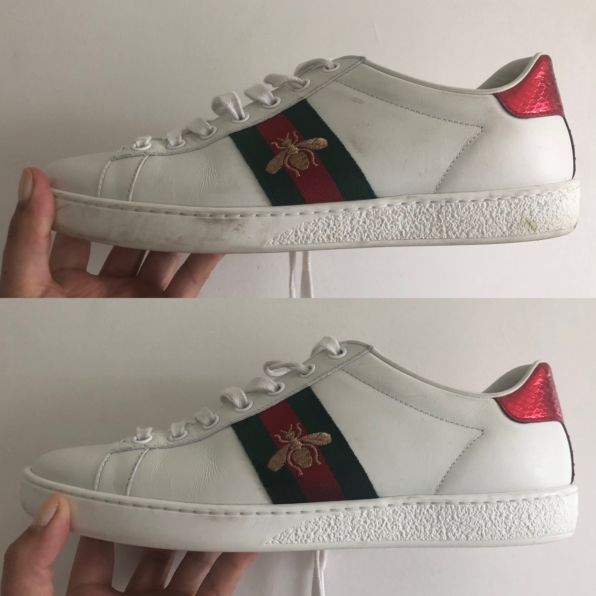 Ashley Zeal from Two Peas in a Prada shares how to clean Gucci sneakers. She is using the Jason Markk shoe kit that's only $30!