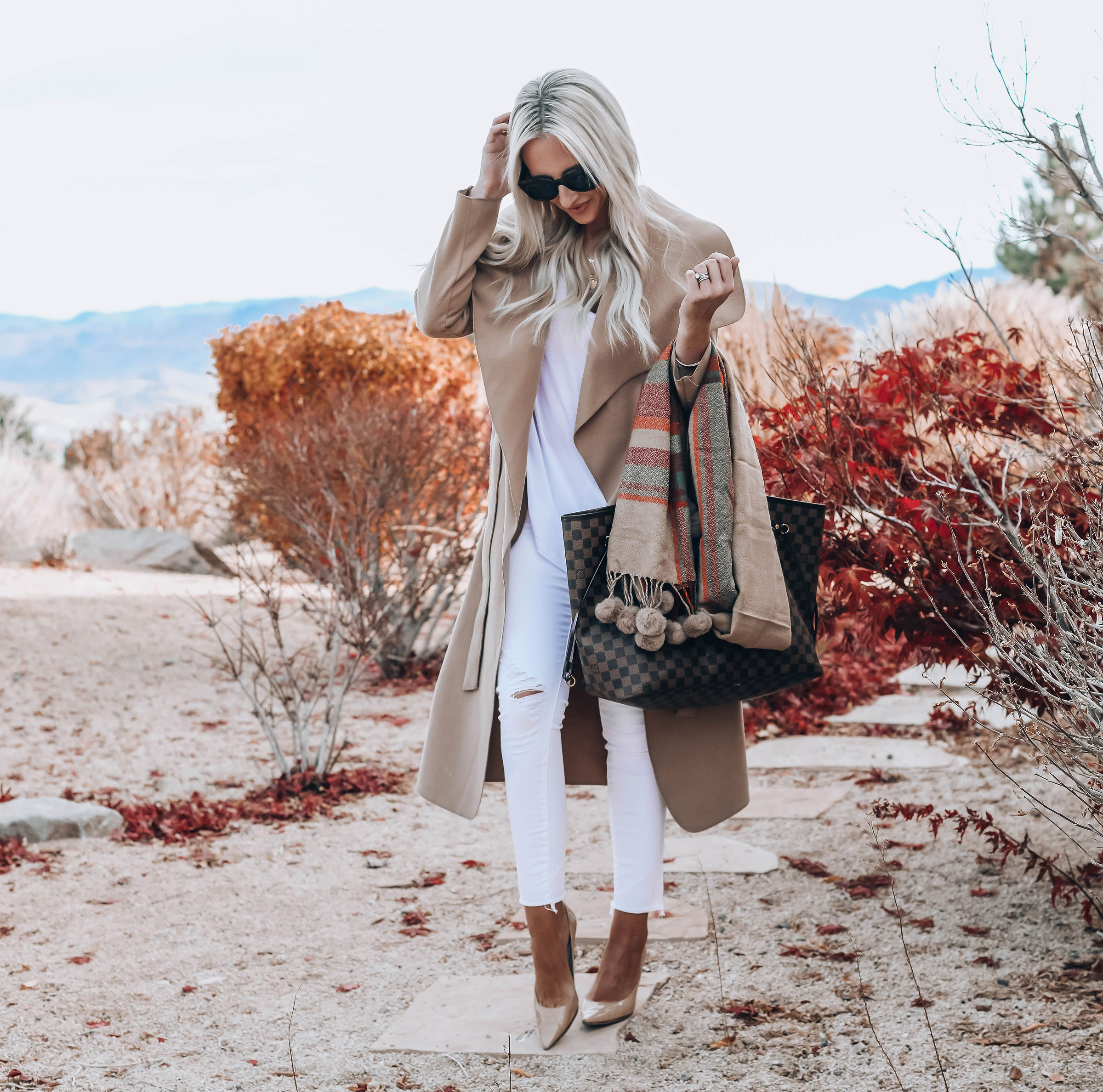 Reno Blogger, Emily Farren Wieczorek shares her secret weapon for fall and winter - this $50 marked down to $20 Classic Camel Coat from Boohoo