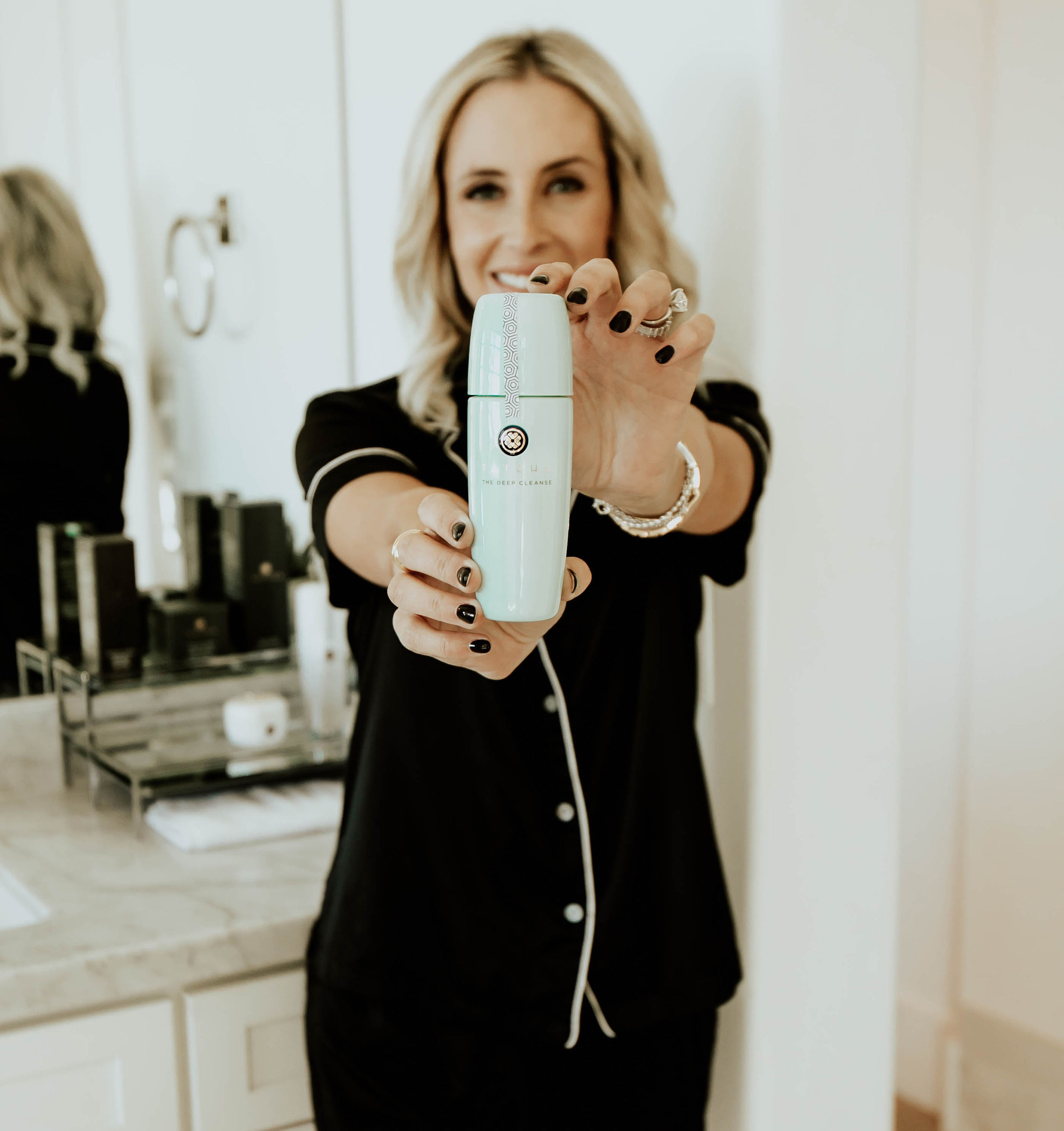 Emily Farren Wieczorek of the fashion blog, Two Peas in a Prada shares her love for Tatcha skincare and the Tatcha Brighten and Hydrate 3 Piece Set 